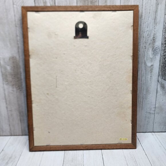 Vtg Framed Mountain Canyon Painted Glass Mirror Art Background 13"x10.5" Korea - Picture 7 of 10